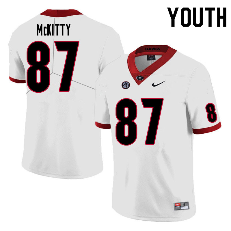 Georgia Bulldogs Youth Tre McKitty #87 White Stitched College UGA Football Jersey 23YN012VU